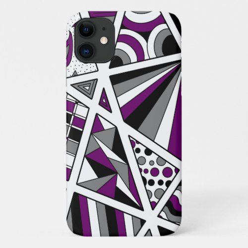 Ace Asexual Pride Zen Doodle Modern Purple iPhone 11 Case