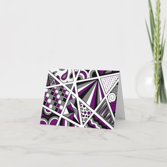 Ace Asexual Pride Zen Doodle Modern Purple Letterpress Thank You Card (Front)