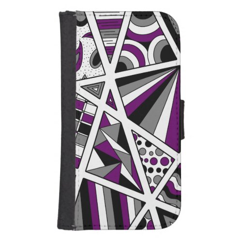 Ace Asexual Pride Zen Doodle Modern Purple Galaxy S4 Wallet Case