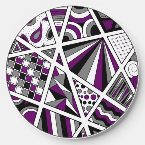 Ace Asexual Pride Zen Doodle Modern Purple Wireless Charger