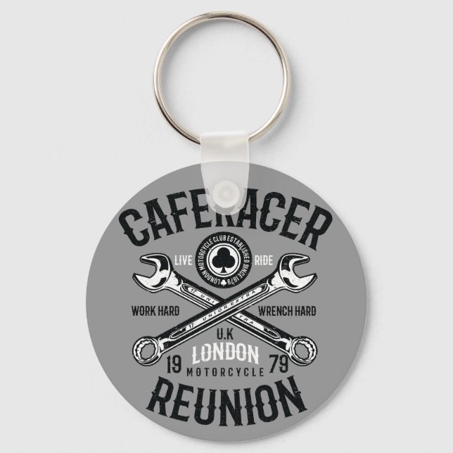 Ace Cafe Racer Reunion Work Hard Wrench Hard Ride Keychain (Front)