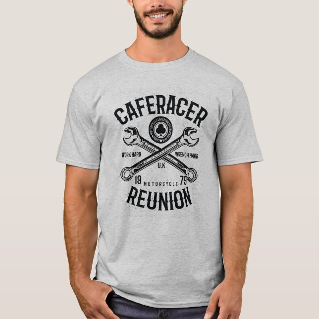 Ace Cafe Racer Reunion Work Hard Wrench Hard Ride T-Shirt (Front)