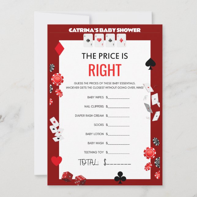 Ace Casino Baby Shower - Editable Name, 5x7 Invitation (Front)