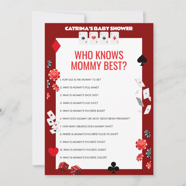 Ace Casino Baby Shower - Editable Name, 5x7 Invitation (Front)