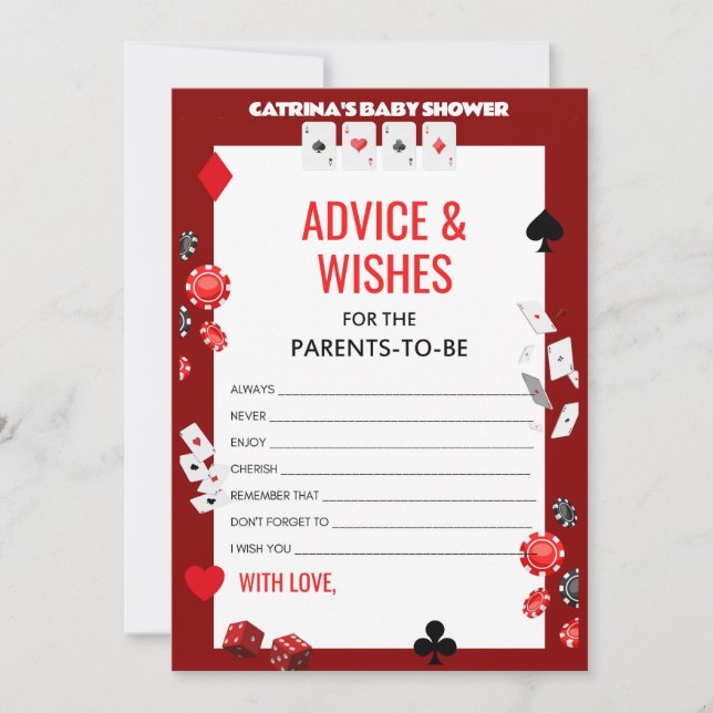 Ace Casino Baby Shower - Editable Name, 5x7 Invitation (Front)