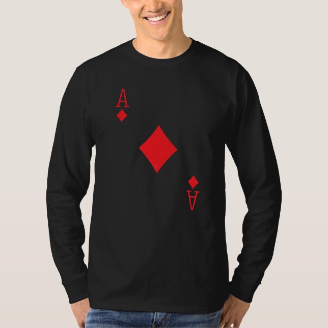 Ace Diamonds Poker Texas Hold Em Deck Cards Playin T-Shirt (Front)