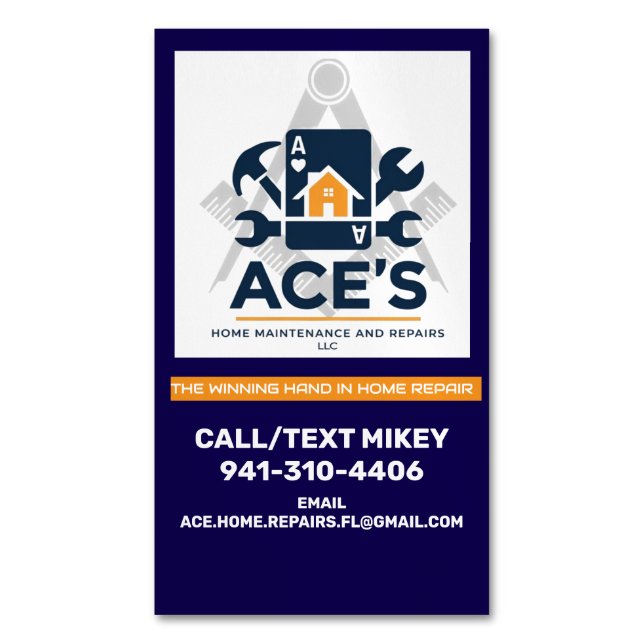 ACE Home Maintenance and Repairs Business Card (Front Vertical)