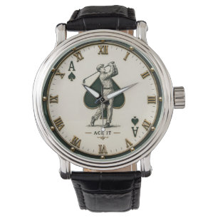 Ace It Golf Vintage Golf Playing Card Decor Golfer Watch