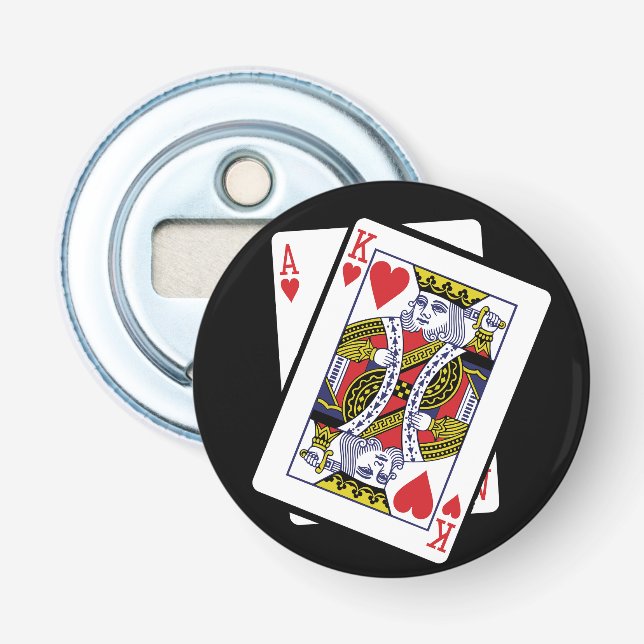 Ace & King of Hearts 21st Birthday  Bottle Opener (Front)