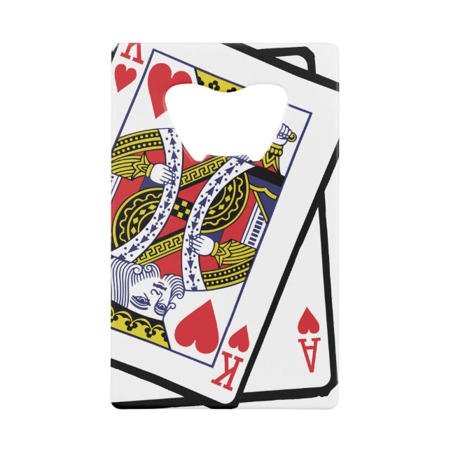Ace & King of Hearts 21st Birthday  Credit Card Bottle Opener (Front)