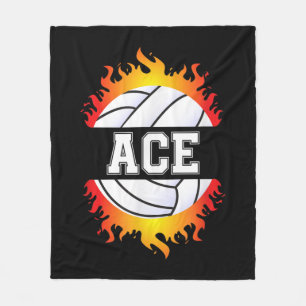 Ace Name Volleyball Player Boys Ball and Net Sport Fleece Blanket