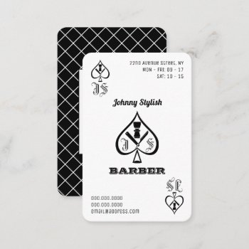Ace Of Barbers Black And White Loyalty Card by TwoFatCats at Zazzle
