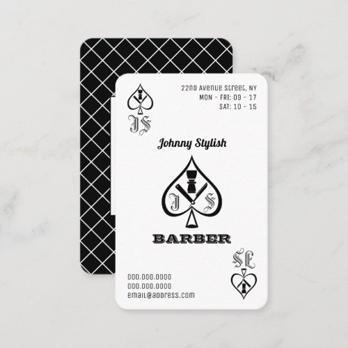 Ace of barbers black and white loyalty card
