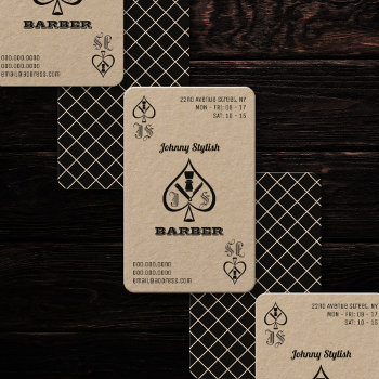 Ace Of Barbers Kraft Business Card by TwoFatCats at Zazzle
