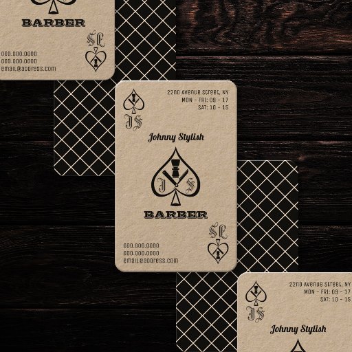Customizable Ace of barbers kraft business card