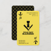 Ace of barbers yellow black business card (Front/Back)