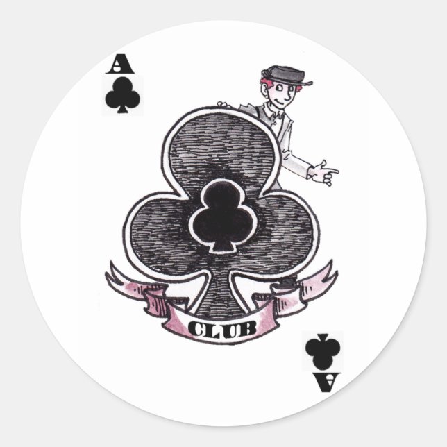 Ace of Clubs Classic Round Sticker (Front)