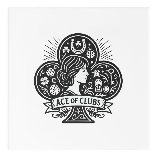 Ace of Clubs — Lady Luck Cameo Acrylic Print (Front)