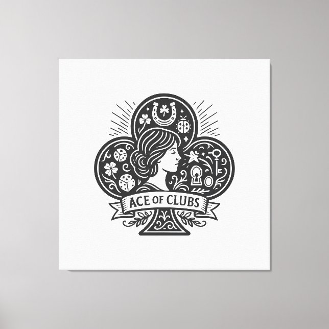 Ace of Clubs — Lady Luck Cameo Canvas Print (Front)