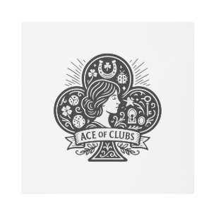 Ace of Clubs — Lady Luck Cameo Metal Print