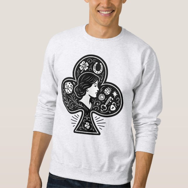 Ace of Clubs — Lady Luck Cameo Sweatshirt (Front)