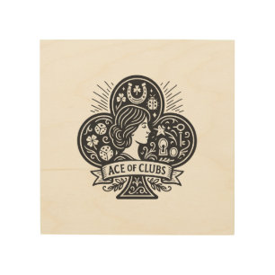 Ace of Clubs — Lady Luck Cameo Wood Wall Art