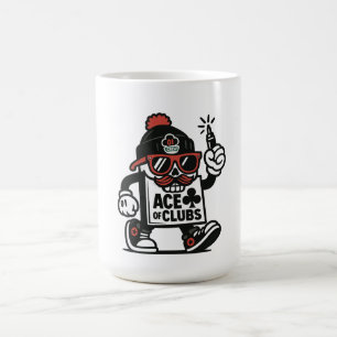 Ace of Clubs Street Mascot — Poker Grind Crew Coffee Mug
