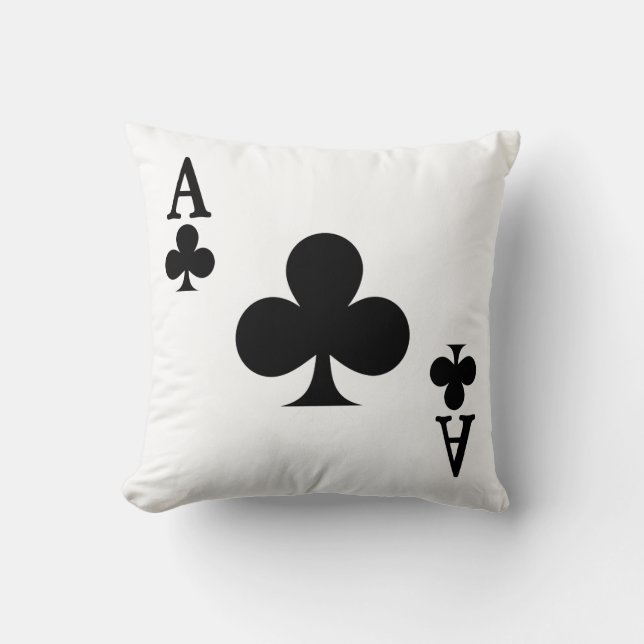 Ace of Clubs Throw Pillow (Front)