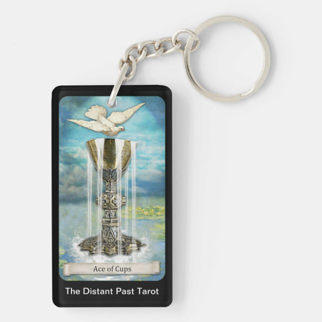 Ace of Cups Card from The Distant Past Tarot Deck Keychain (Back)