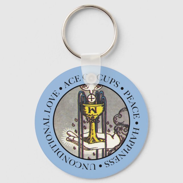 Ace of Cups with Text Keychain (Front)