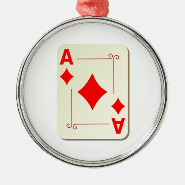 Ace of Diamonds Playing Card Metal Ornament (Front)