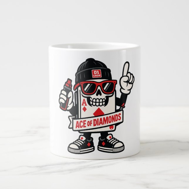 Ace of Diamonds Street Mascot — High-Roller Editio Giant Coffee Mug (Front)