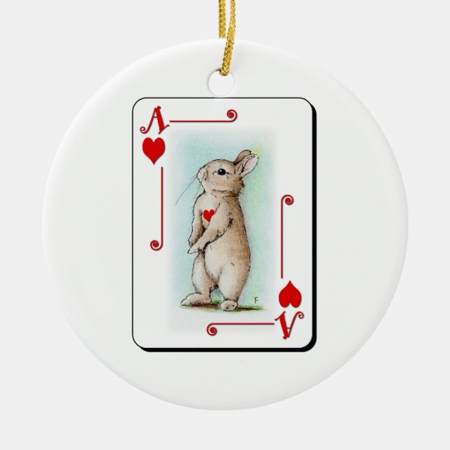 Ace of Heart Ceramic Ornament (Front)