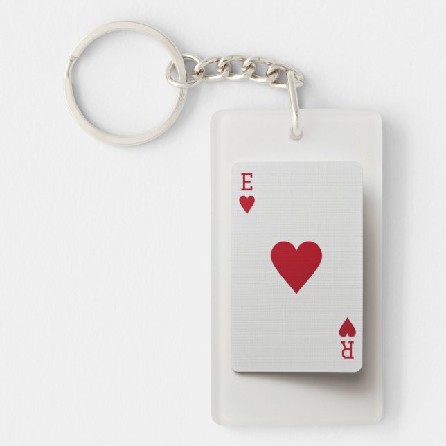 Ace of Hearts Card - Initials Key Ring (Front)