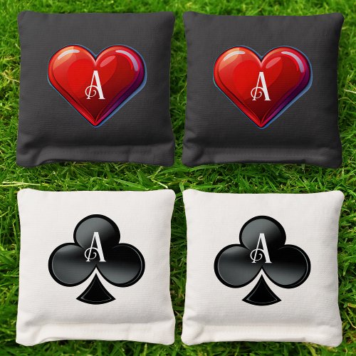 Ace of Hearts Clubs Casino Deck of Playing Cards Cornhole Bags