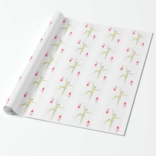 Ace of hearts dance design art retro harlequin wrapping paper