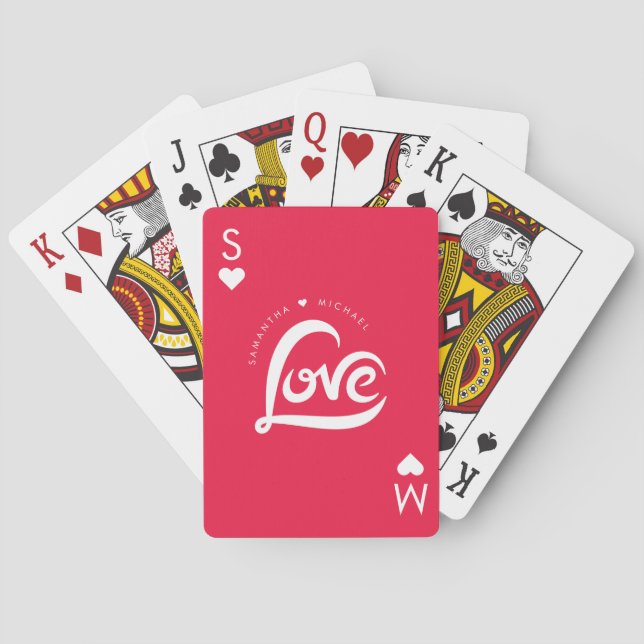 Ace of Hearts Initials Valentines Day  Poker Cards (Back)