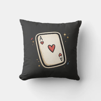 Ace of Hearts Minimal Playing Card Art Throw Pillow