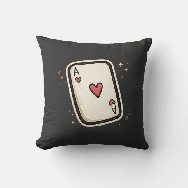 Ace of Hearts Minimal Playing Card Art Throw Pillow (Front)