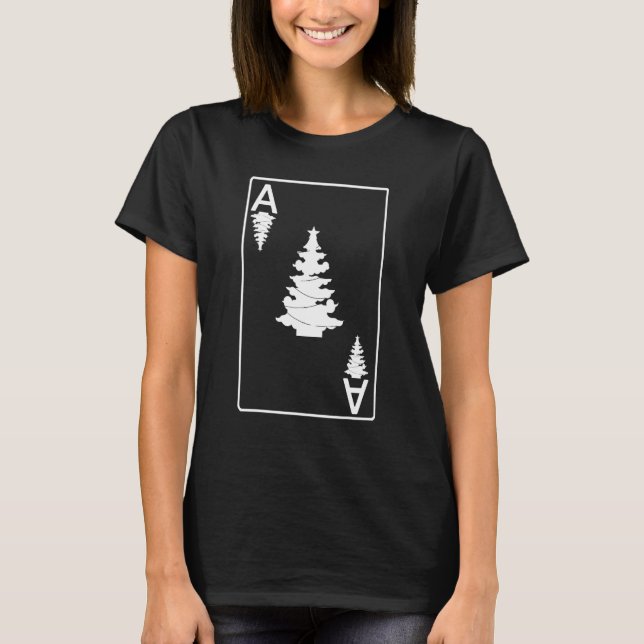 Ace Of Hearts Playing Card Christmas Tree Gif T-Shirt (Front)