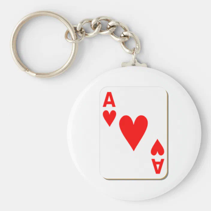 Metal Keychain Ace A Heart Suit Symbol of Playing Cards Poker Keyholder Keyring 