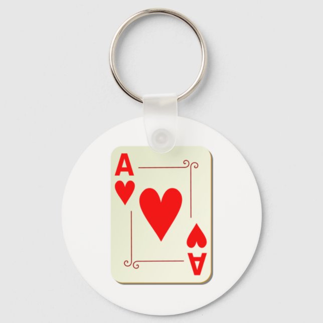 Ace of Hearts Playing Card Keychain (Front)