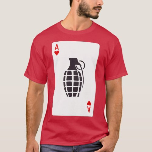 Ace of hearts playing card with hand grenade T_Shirt