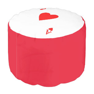 Ace of Hearts Round Pouf