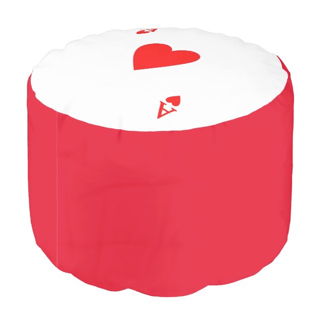 Ace of Hearts Round Pouf (Angled Back)