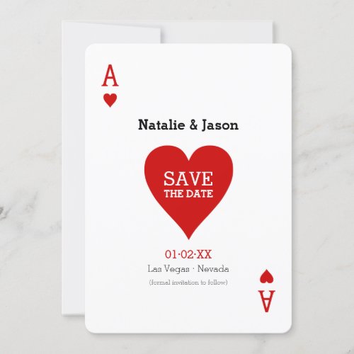 Ace of Hearts Save The Date Wedding Announcement