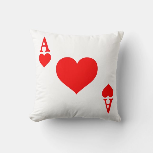 Ace of Hearts Throw Pillow (Front)