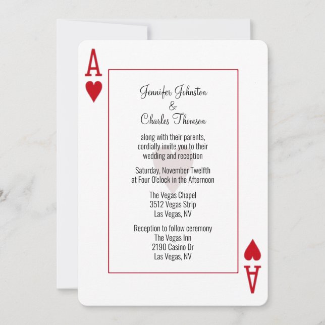 Ace of Hearts Wedding Invitation (Front)