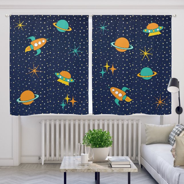 Ace of Space Kids Room Blackout Curtains (Living Room)