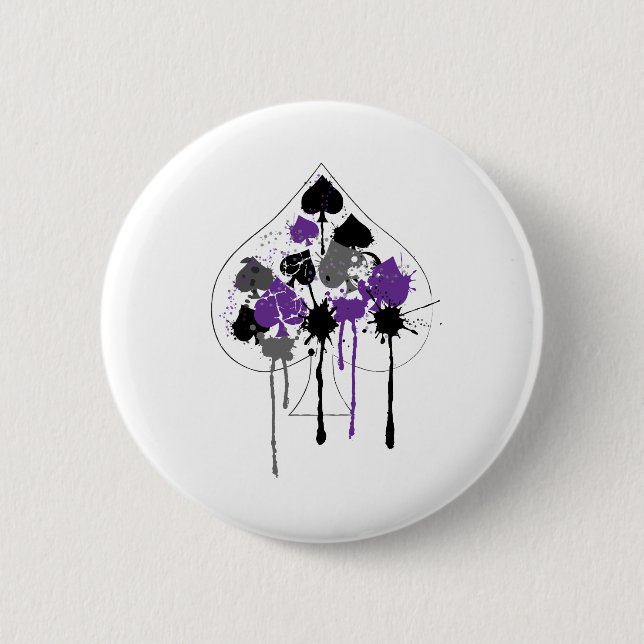 Ace of Spades Aromantic Asexual Pride Button (Front)